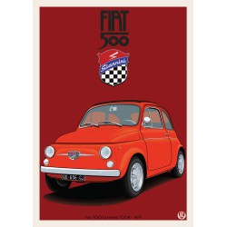 Affiche Fiat 500 rouge