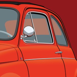 Affiche Fiat 500 rouge gros plan voiture