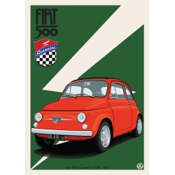 Affiche Fiat 500 Giannini vert