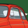 Affiche Fiat 500 Giannini fond vert gros plan voiture