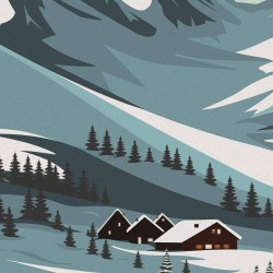 Affiche Sports d'hiver entière zoom montagnes