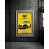 Affiche 2CV Charleston jaune présentée dans un cadre