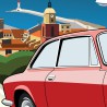 Affiche Saint Tropez version 2025 gros plan sur la voiture